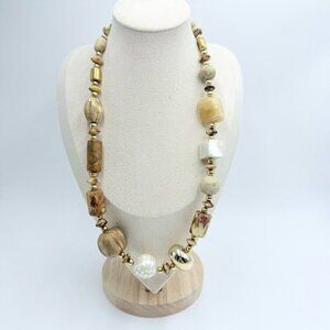 Himalayan Nepalese Indo Tibetan Chunky Beads MOP Agate Necklace
